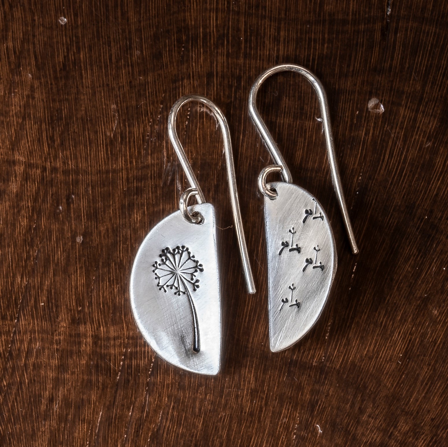 Handgestempelte Pusteblumen Aus Sterlingsilber, Geschenk Für Sie, Löwenzahn Schmuck, Geburtstagsgeschenk, Natur Inspirierter Schmuck von LaJOYajewelryShop