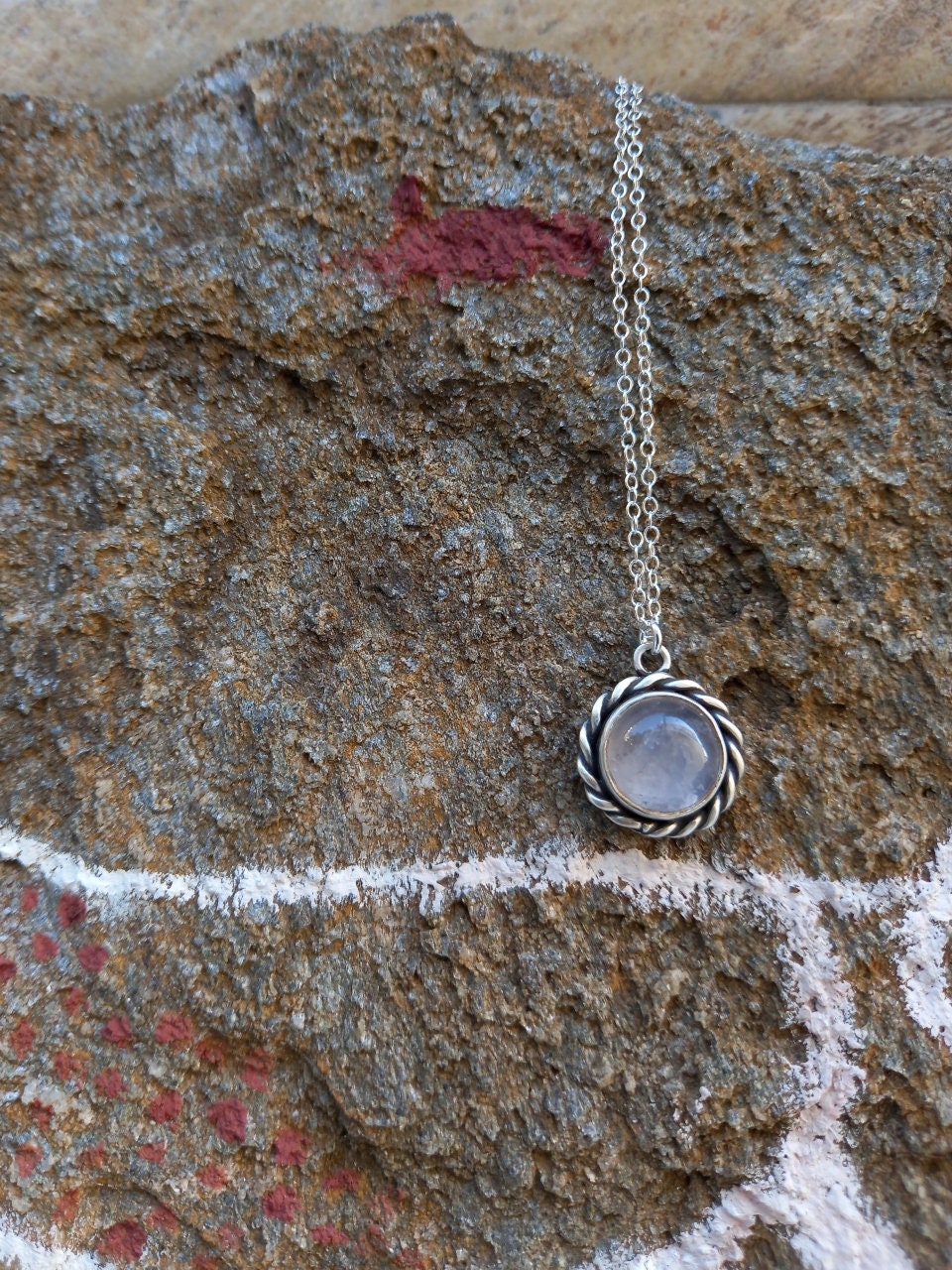 sterling Silber Edelstein Halskette, Rosenquarz Handgemachter Schmuck, 925 Damen Geschenk Für Sie von LaJOYajewelryShop