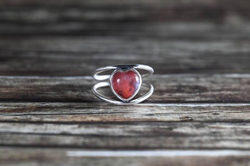 sterling Silber Herz Ring, Verstellbarer Rosenquarz Quarz Rosa Edelstein Ring sterling Silber Herz Ring, Verstellbarer Rosenquarz Quarz Rosa Edelstein Ring von LaJOYajewelryShop