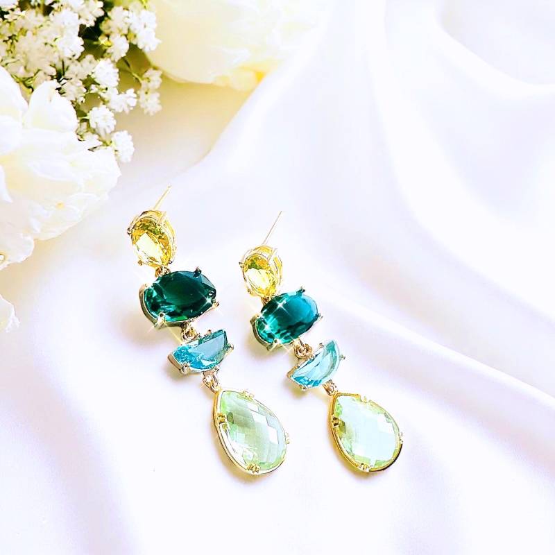 Aqua Blaue Ohrringe Art Deco Hochzeitsschmuck von LaLaCrystal