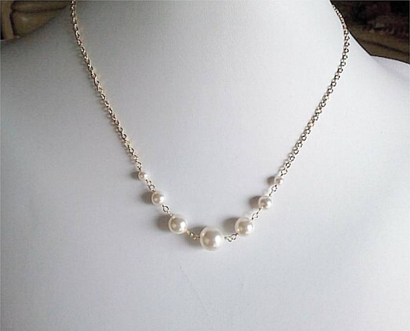 Swarovski Weiss Perlenkette Braut Hochzeitsschmuck von LaLaCrystal