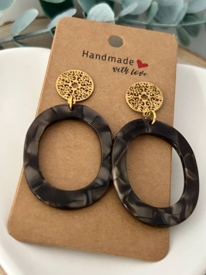 Braun Gold Resin Ohrringe, Acryl, Frauen, Geschenke von LaLaSolDesigns