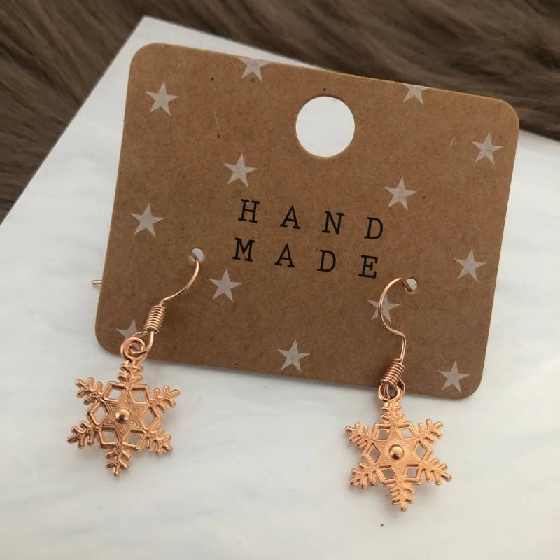 Ohrringe Rosegold Schneeflocke, Edelstahl, Weihnachten, Filigrane Ohrhänger von LaLaSolDesigns