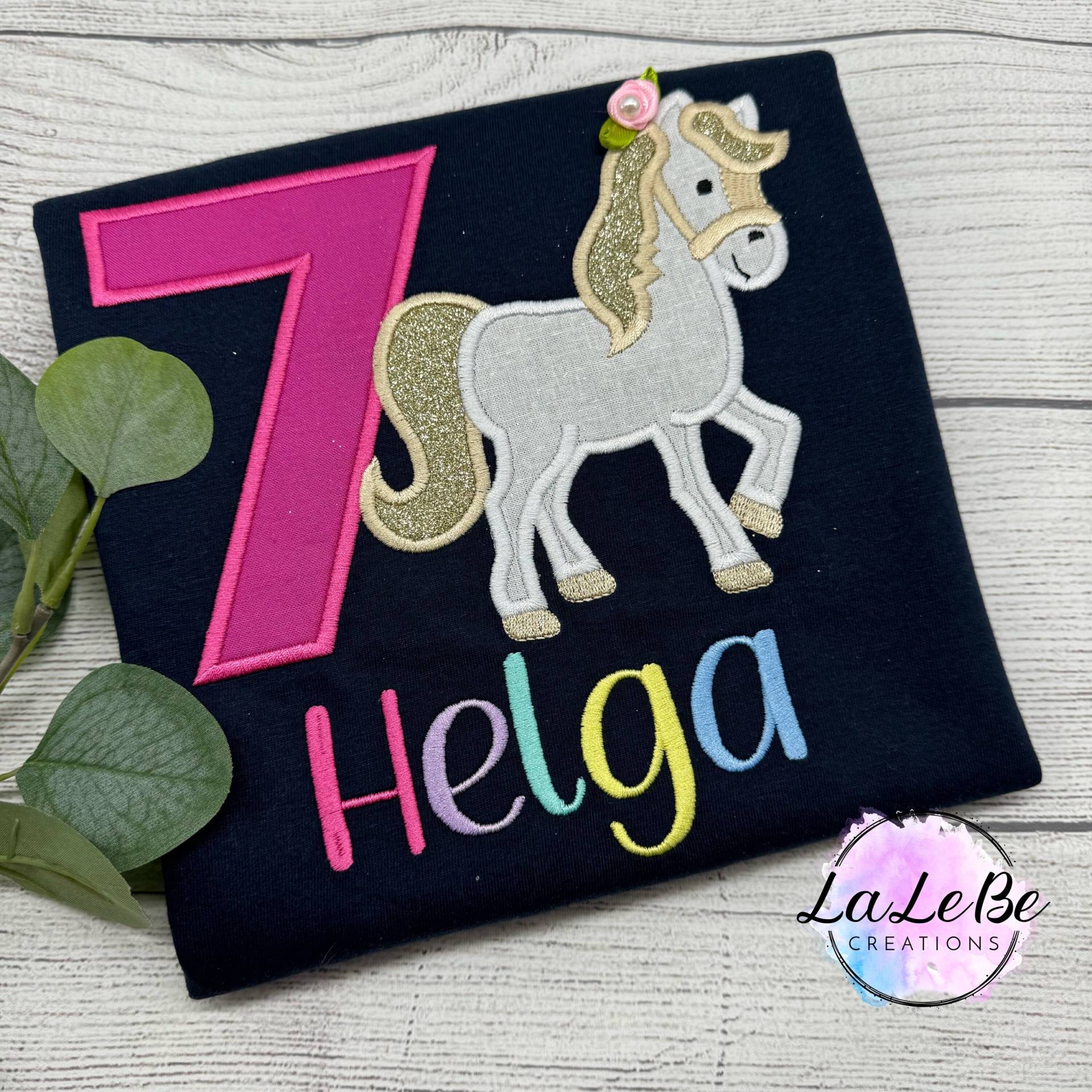 Personalisiertes Pferd Geburtstagsshirt Mit Name Und Zahl, Pony T-Shirt Für Mädchen, Geschenk Kinder von LaLeBeCreations