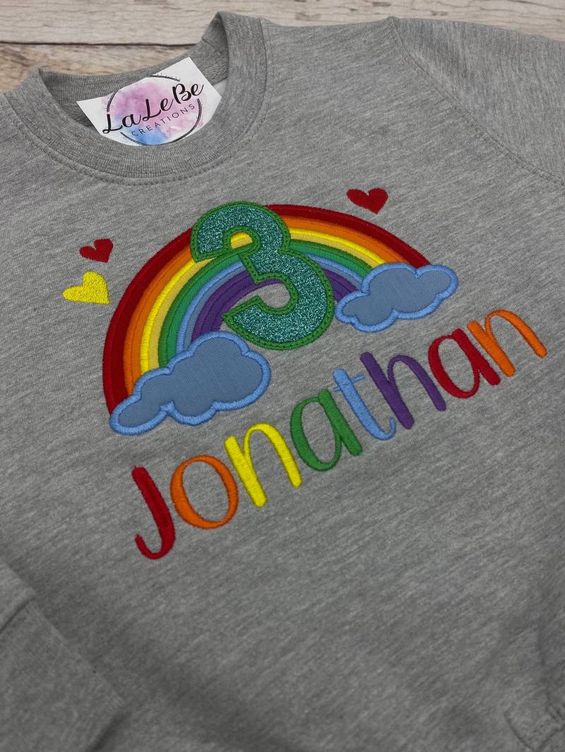 Regenbogen Geburtstagspullover Für Kinder Mit Glitzer von LaLeBeCreations