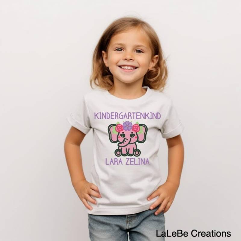 T-Shirt Mit Elefantenmotiv Für Den Ersten Kindergartentag von LaLeBeCreations