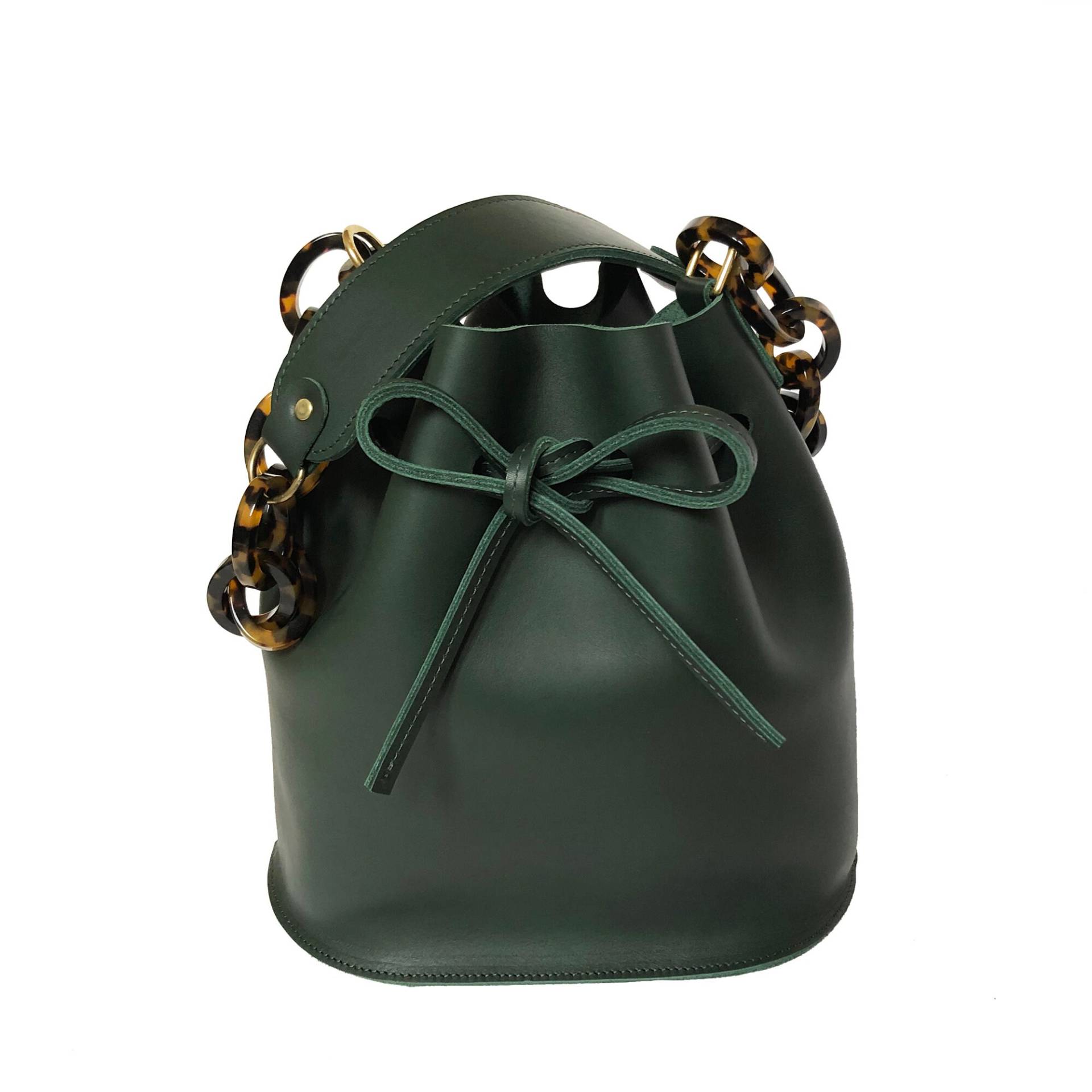 Beuteltasche Aus Leder La Lisette Forest Green Schultertasche Damentasche Umhängetasche von LaLisette