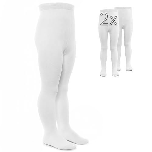 LaLoona 2er Pack Baby und Kinder Strumpfhose - Set 2x elastische Babystrumpfhosen mit breitem Bund und hohem Baumwolle Anteil - Weiß - 74-80 LaLoona 2er Pack Baby und Kinder Strumpfhose - Set 2x elastische Babystrumpfhosen mit breitem Bund und hohem Baumwolle Anteil - Weiß - 74-80 von LaLoona baby bedding