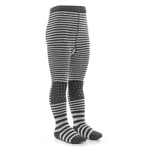 LaLoona Baby Krabbelstrumpfhose mit ABS Sohle - elastische Kinderstrumpfhose mit Anti Rutsch Noppen - OEKO-TEX® Standard 100 geprüft - Streifen/Grau - 86-92 von LaLoona baby bedding
