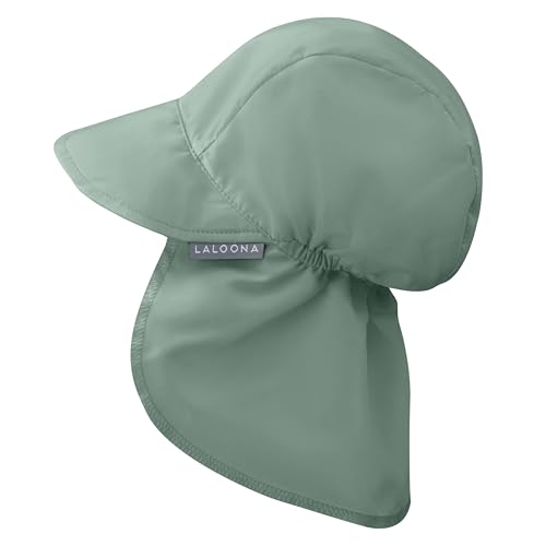 LaLoona Baby Schirmmütze UV 80+ mit Nackenschutz - Sommermütze/Sonnenhut mit UV-Schutz - atmungsaktiv & schnelltrocknend, OEKOTEX Standard 100 geprüfte Kappe für Jungen und Mädchen - Grün - 46-49 von LaLoona baby bedding
