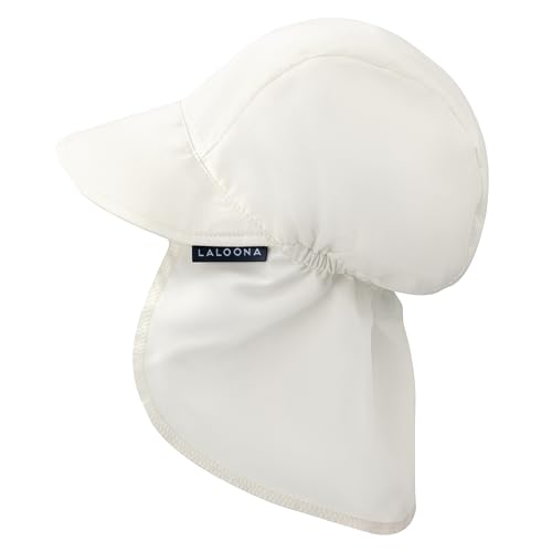 LaLoona Baby Schirmmütze UV 80+ mit Nackenschutz - Sommermütze/Sonnenhut mit UV-Schutz - atmungsaktiv & schnelltrocknend, OEKOTEX Standard 100 geprüfte Kappe für Jungen und Mädchen - Weiß - 46-49 von LaLoona baby bedding