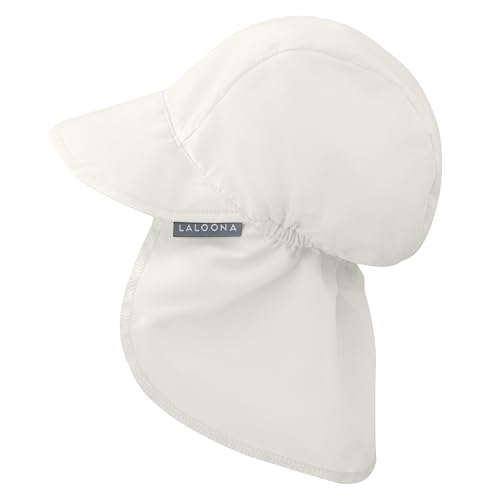 LaLoona Baby Schirmmütze UV 80+ mit Nackenschutz - Sommermütze/Sonnenhut mit UV-Schutz - atmungsaktiv & schnelltrocknend, OEKOTEX Standard 100 geprüfte Kappe für Jungen und Mädchen - Weiß - 50-51 von LaLoona baby bedding