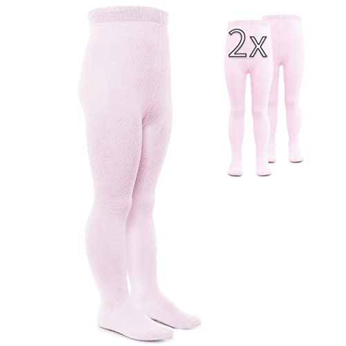 LaLoona 2er Pack Baby und Kinder Strumpfhose - Set 2x elastische Babystrumpfhosen mit breitem Bund und hohem Baumwolle Anteil - Rosa - 50-56 von LaLoona baby bedding