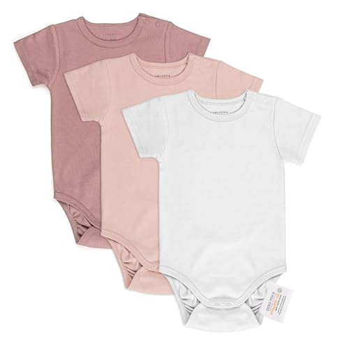 LaLoona Body Kurzarm 3er Pack - Set Baby Kurzarmbodys aus Baumwolle, OEKO-TEX® Standard 100 geprüft - Rose - 86-92 von LaLoona baby bedding