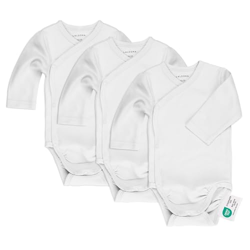 LaLoona Wickelbody Langarm 3er Pack - Baby Body Set aus Baumwolle, Langarmbody mit Knöpfen, ÖkoTex Standard 100 geprüft - 62-68 - Weiß von LaLoona baby bedding