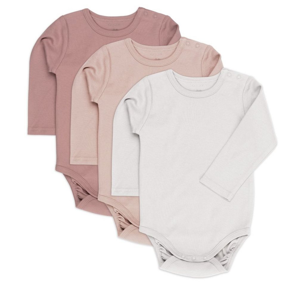 LaLoona Body Rose - Gr. 98 Baby Body Langarm 3er Pack - Langarmbody Set aus Baumwolle mit Knöpfen von LaLoona