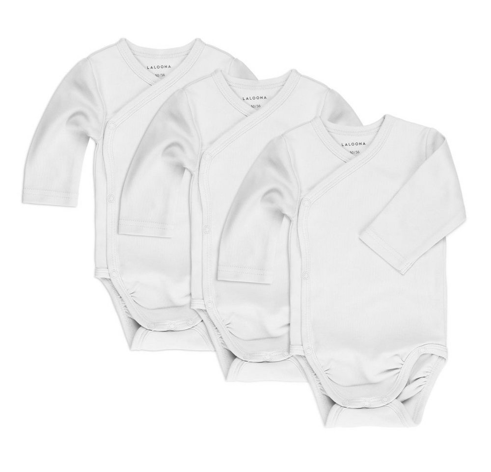 LaLoona Body Weiß - Gr. 62/68 (3er-Pack) Wickelbody Langarm 3er Pack Baby Body Set aus Baumwolle Langarmbody von LaLoona