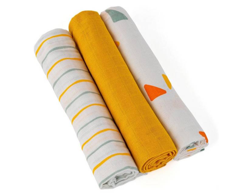 LaLoona Stoffwindeln Gelb, Mullwindeln 3er Pack 70x70 cm Baby Mulltücher Spucktücher - Baumwolle von LaLoona