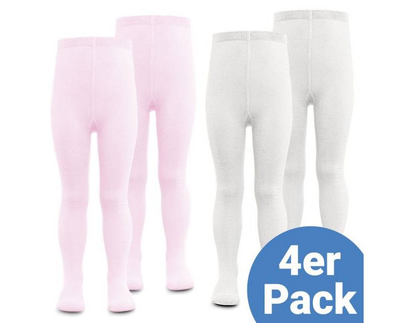 LaLoona Strumpfhose Rosa Weiß - Gr. 50/56 (Set 4er-Pack) Baby und Kinder Strumpfhose 4x elastische Babystrumpfhosen von LaLoona