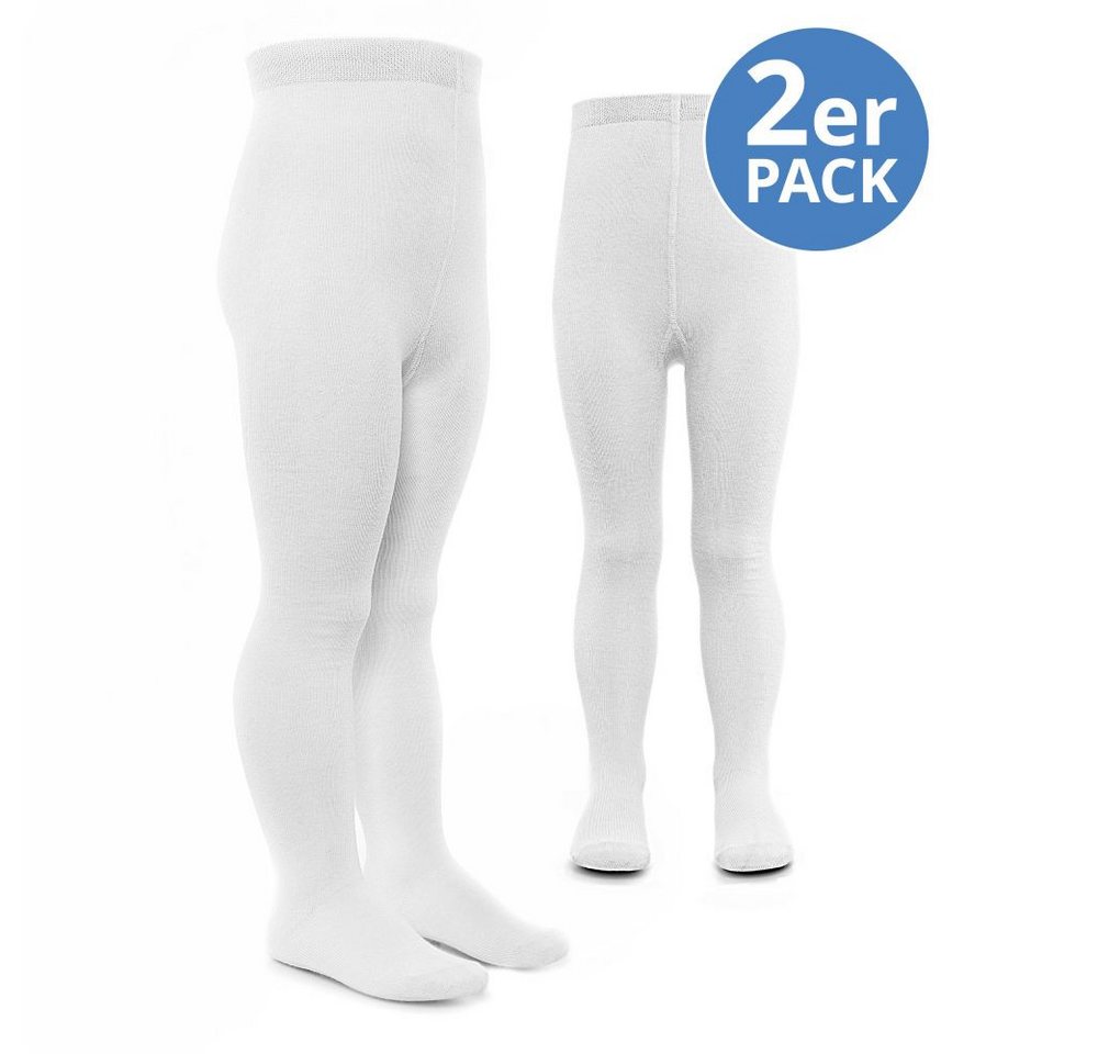 LaLoona Strumpfhose Weiß (Set 2er-Pack) 2er Pack Baby Strumpfhose 2x elastische Babystrumpfhosen Gr. 50/56 von LaLoona