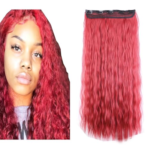 LaLuLoLi 130M Mode Rotfarbenes Clip-in-Haarteil 24" 110g Lange Deep Wave Hitzebeständige Faser Synthetikhaarverlängerung Corn Wave Haarverlängerungen für Junge Schönheit Frauen Mädchen LaLuLoLi 130M Mode Rotfarbenes Clip-in-Haarteil 24" 110g Lange Deep Wave Hitzebeständige Faser Synthetikhaarverlängerung Corn Wave Haarverlängerungen für Junge Schönheit Frauen Mädchen von LaLuLoLi