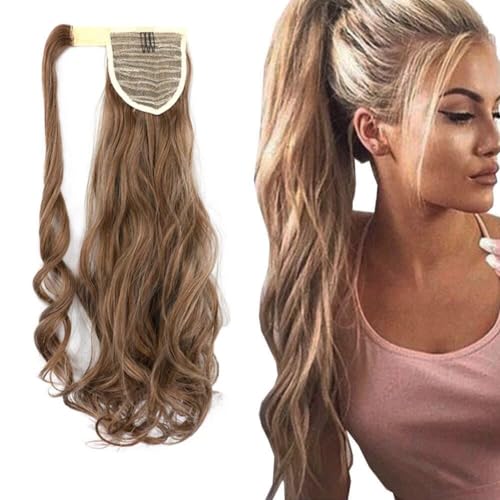 LaLuLoLi 18" 100g Ponytail Extension Langer Lockiger Welliger Pferdeschwanz Synthetik-Haarextension #12/613 Braun gemischt mit Platinblond Natürlich aussehendes Haarteil für Frauen Party von LaLuLoLi