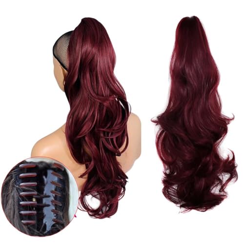 LaLuLoLi 20" weinrote Klemmenclip-Pferdeschwanzverlängerung für Party oder Alltag, lange lockige synthetische Haarverlängerung 140g mit Klemmenclip für Damen, Mädchen und Frauen LaLuLoLi 20" weinrote Klemmenclip-Pferdeschwanzverlängerung für Party oder Alltag, lange lockige synthetische Haarverlängerung 140g mit Klemmenclip für Damen, Mädchen und Frauen von LaLuLoLi