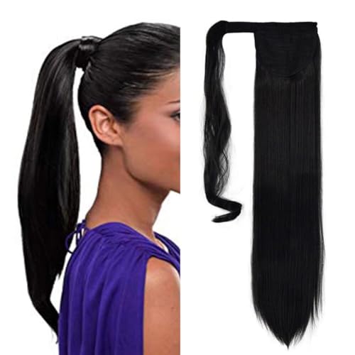 LaLuLoLi 24" Gerader Wickel-Pferdeschwanzverlängerung für Frauen 100g Hitzebeständige Faser Natürliche Synthetikfaser #1 Tiefschwarzer Pferdeschwanz für Partys LaLuLoLi 24" Gerader Wickel-Pferdeschwanzverlängerung für Frauen 100g Hitzebeständige Faser Natürliche Synthetikfaser #1 Tiefschwarzer Pferdeschwanz für Partys von LaLuLoLi