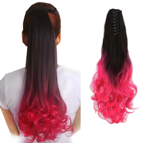 LaLuLoLi 24" Lockig Wellig Pferdeschwanz Kunsthaar-Extensions Ombré-Farbe Natur-Schwarz mit Rosa Pferdeschwanz Lang Dickes Haarteil für Frauen Mädchen 130g 1BTPink LaLuLoLi 24" Lockig Wellig Pferdeschwanz Kunsthaar-Extensions Ombré-Farbe Natur-Schwarz mit Rosa Pferdeschwanz Lang Dickes Haarteil für Frauen Mädchen 130g 1BTPink von LaLuLoLi