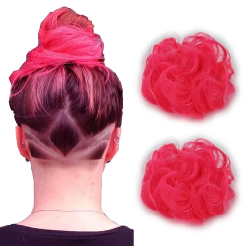 LaLuLoLi 2pcs Hellrosa Farbe Chaotische Haar Bun Erweiterungen Chignons Haar synthetische Haarstücke Scrunchie Scrunchy Updo Haarstück für Frauen Party Hochzeit (#8C - Hellrosa) von LaLuLoLi