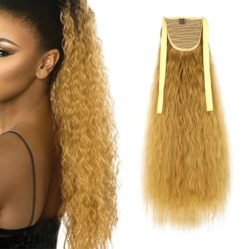 LaLuLoLi 90g 22" 25# Hellblond Modische Farben Damen Synthetikhaarverlängerung Tie Up Corn Wave Pferdeschwanz Langes Synthetikhaarteil für Frauen Party Cosplay LaLuLoLi 90g 22" 25# Hellblond Modische Farben Damen Synthetikhaarverlängerung Tie Up Corn Wave Pferdeschwanz Langes Synthetikhaarteil für Frauen Party Cosplay von LaLuLoLi