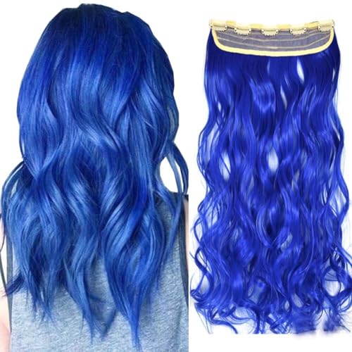LaLuLoLi Damen Cosplay Party Clip-in Synthetische Haarextensionen LaLuLoLi 24" 100g Blaue Farbe Lange Lockige Wellige Dicke Haarsträhne Hitzebeständige Faser 5 Clips Haarextension für Frauen Mädchen LaLuLoLi Damen Cosplay Party Clip-in Synthetische Haarextensionen LaLuLoLi 24" 100g Blaue Farbe Lange Lockige Wellige Dicke Haarsträhne Hitzebeständige Faser 5 Clips Haarextension für Frauen Mädchen von LaLuLoLi