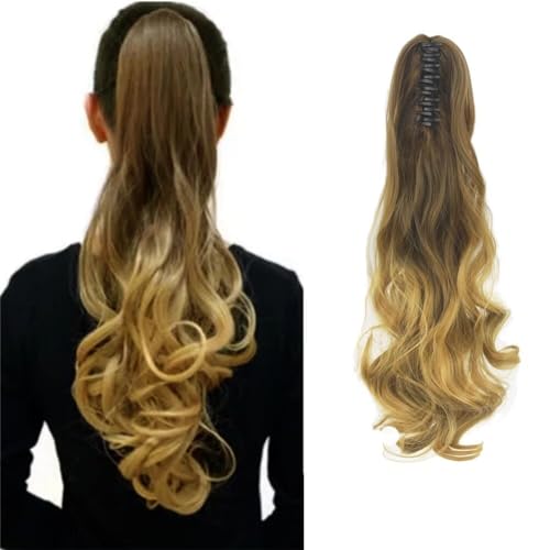 LaLuLoLi Damen Synthetik-Haarteil 8# Braun zu #27 Goldblond Zweifarbig Lang Lockig Wellig Kralle Clip-in Pferdeschwanz Haarteil-Extensions für Hochzeit Party 130g/24"/60cm LaLuLoLi Damen Synthetik-Haarteil 8# Braun zu #27 Goldblond Zweifarbig Lang Lockig Wellig Kralle Clip-in Pferdeschwanz Haarteil-Extensions für Hochzeit Party 130g/24"/60cm von LaLuLoLi