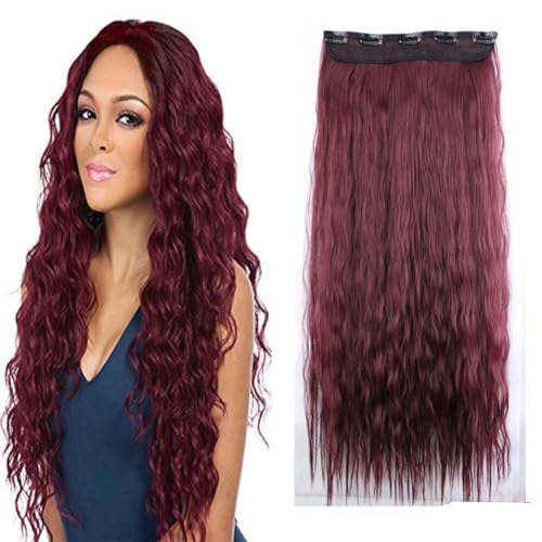 LaLuLoLi Dunkelrote Clip-in-Synthetikhaarverlängerung 24" 110g Vollkopf Lange Corn Wave Natürlich Aussehendes Haarteil Mode Damen Clip-in-Haarverlängerungen Hitzebeständiges Haar #BUG LaLuLoLi Dunkelrote Clip-in-Synthetikhaarverlängerung 24" 110g Vollkopf Lange Corn Wave Natürlich Aussehendes Haarteil Mode Damen Clip-in-Haarverlängerungen Hitzebeständiges Haar #BUG von LaLuLoLi