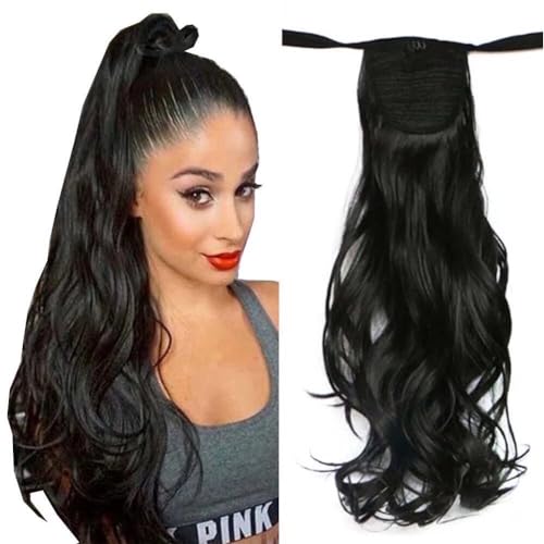 LaLuLoLi Haare 50cm 90g Damen Synthetischer Langer Lockiger Band Hochsteck Haarteil Haarextension #1B Natur Schwarz Wellige Hitzebeständige Pferdeschwanz Verlängerung für Party LaLuLoLi Haare 50cm 90g Damen Synthetischer Langer Lockiger Band Hochsteck Haarteil Haarextension #1B Natur Schwarz Wellige Hitzebeständige Pferdeschwanz Verlängerung für Party von LaLuLoLi