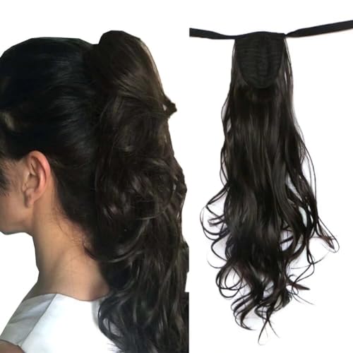 LaLuLoLi Hochsteck Pferdeschwanz Haarextension Haarteil Bindungs Pferdeschwanz Verlängerung 50cm 90g 4A# Dunkelstes Braun Langer Welliger Hochsteck Synthetik Haar für Mädchen Damen LaLuLoLi Hochsteck Pferdeschwanz Haarextension Haarteil Bindungs Pferdeschwanz Verlängerung 50cm 90g 4A# Dunkelstes Braun Langer Welliger Hochsteck Synthetik Haar für Mädchen Damen von LaLuLoLi