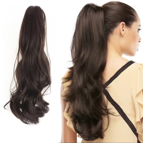 LaLuLoLi Schwarz-Braune Klemmenclip-Pferdeschwanzverlängerung, synthetische lange lockige 20-Zoll-Pferdeschwanzverlängerung mit Klemme für Damen Mädchen Frauen, 140g LaLuLoLi Schwarz-Braune Klemmenclip-Pferdeschwanzverlängerung, synthetische lange lockige 20-Zoll-Pferdeschwanzverlängerung mit Klemme für Damen Mädchen Frauen, 140g von LaLuLoLi