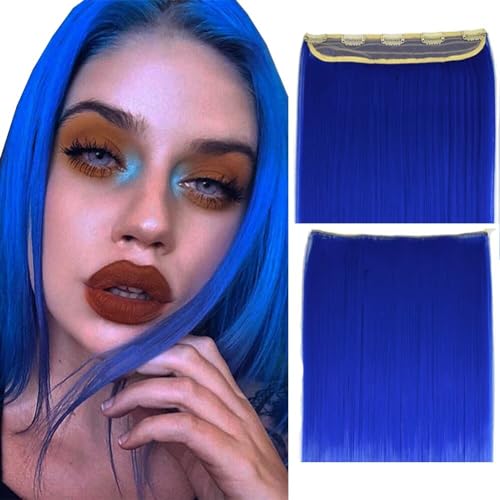 LaLuLoLi Synthetische Haar-Clip-in-Extensions, 24" Lange Clip-in-Glätte Haarteile, 100g Dickes Vollkopf-Blau 5 Clips an synthetischen Haarverlängerungen für Frauen Mädchen LaLuLoLi Synthetische Haar-Clip-in-Extensions, 24" Lange Clip-in-Glätte Haarteile, 100g Dickes Vollkopf-Blau 5 Clips an synthetischen Haarverlängerungen für Frauen Mädchen von LaLuLoLi