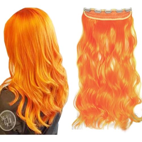 LaLuLoLi Synthetische Haar Clip-on Lockige Wellige Haarsträhnen 24" 100g Lange Dicke Hitzebeständige Faser Haarteil #119 Orange Cosplay Haarextensionen mit 5 Clips für Schönheit Frauen Mädchen LaLuLoLi Synthetische Haar Clip-on Lockige Wellige Haarsträhnen 24" 100g Lange Dicke Hitzebeständige Faser Haarteil #119 Orange Cosplay Haarextensionen mit 5 Clips für Schönheit Frauen Mädchen von LaLuLoLi