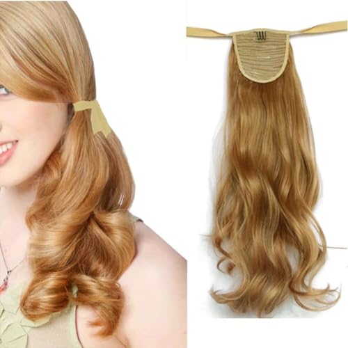 LaLuLoLi Synthetische Haarextension Lockiger Hochsteck Haarteil Bindungs Verlängerung Haarteil 50cm 90g Honigblonder Pferdeschwanz Perücke für Mädchen Damen Frauen #26 von LaLuLoLi
