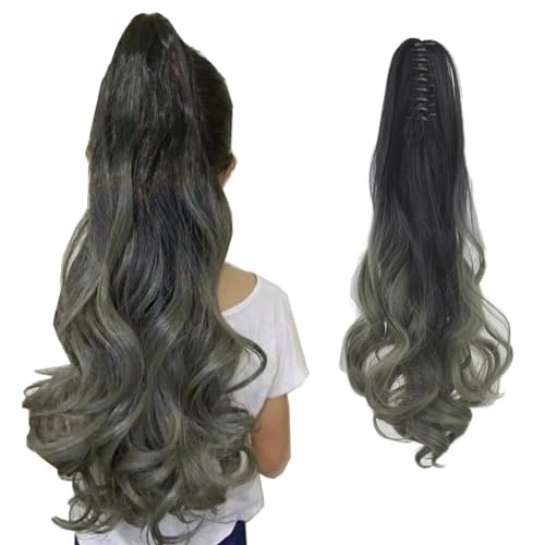 LaLuLoLi Synthetische Haarverlängerung Natur-Schwarz bis Grau Zweifarbiger Haarverlängerung Langer lockiger welliger Haarteil 24" 130G Krallen-Pferdeschwanz 1BT171 für Damen LaLuLoLi Synthetische Haarverlängerung Natur-Schwarz bis Grau Zweifarbiger Haarverlängerung Langer lockiger welliger Haarteil 24" 130G Krallen-Pferdeschwanz 1BT171 für Damen von LaLuLoLi