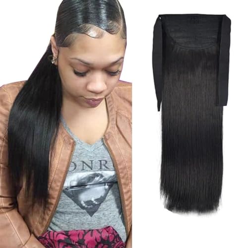 iLUU Haare 24" 90g Damen Synthetischer gerader Band Pferdeschwanz mit Wickeltechnik Haarverlängerung #1B Natur Schwarz Hitzebeständige Faser Pferdeschwanzverlängerung iLUU Haare 24" 90g Damen Synthetischer gerader Band Pferdeschwanz mit Wickeltechnik Haarverlängerung #1B Natur Schwarz Hitzebeständige Faser Pferdeschwanzverlängerung von LaLuLoLi