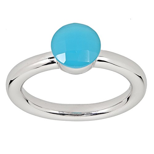 LA LUNA Design Damen-Ring Sterling-Silber 925 rhodiniert Türkisachat Türkis-Achat RW20 von LA LUNA