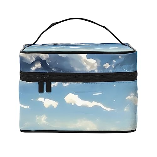 Blauer Himmel und weiße Wolken Reise-Kosmetiktasche Reise-Kulturbeutel Kosmetiktasche für Damen und Herren, geeignet für kosmetische Toilettenartikel, Schwarz , Einheitsgröße von LaMaMe