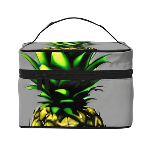 Cartoon Ananas Reise Kosmetiktasche Reise Kulturtasche Kosmetiktasche für Damen und Herren geeignet für kosmetische Toilettenartikel, Schwarz , Einheitsgröße von LaMaMe