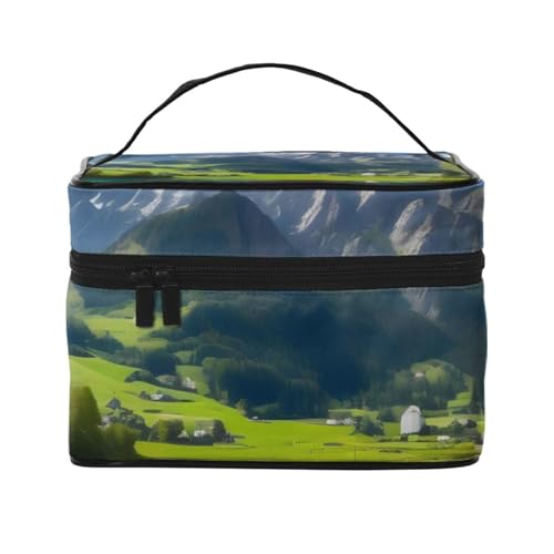 Highland Lake Scenery Reise Kosmetiktasche Reise Kulturbeutel Kosmetiktasche für Damen und Herren, geeignet für kosmetische Toilettenartikel, Schwarz , Einheitsgröße von LaMaMe