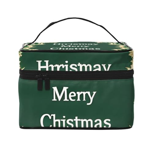 Kosmetiktasche mit weihnachtlichem Hintergrund, Reise-Kulturbeutel, Kosmetiktasche für Damen und Herren, geeignet für kosmetische Toilettenartikel, Schwarz , Einheitsgröße von LaMaMe