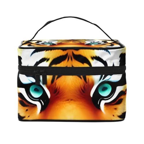 Little Fat Tiger Head Reise Kosmetiktasche Reise Kulturtasche Kosmetiktasche für Damen und Herren geeignet für kosmetische Toilettenartikel, Schwarz , Einheitsgröße von LaMaMe