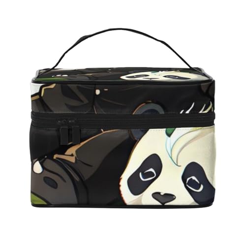 Pandas von Vater und Sohn Reise Kosmetiktasche Reise Kulturbeutel Kosmetiktasche für Damen und Herren, geeignet für kosmetische Toilettenartikel, Schwarz , Einheitsgröße von LaMaMe