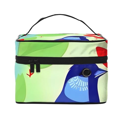 Red Leaf Bird Travel Cosmetic Bag Travel Kulturtasche Kosmetiktasche für Damen und Herren, geeignet für kosmetische Toilettenartikel, Schwarz , Einheitsgröße von LaMaMe